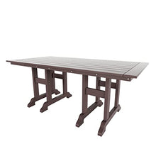 WO Home Furniture Outdoor Dining Table, 38" x 73" HDPE Patio Table with Trestle Leg Design and Umbrella Hole, Weather Resistant Outdoor Table for Backyard, Deck and Garden, Dark Brown