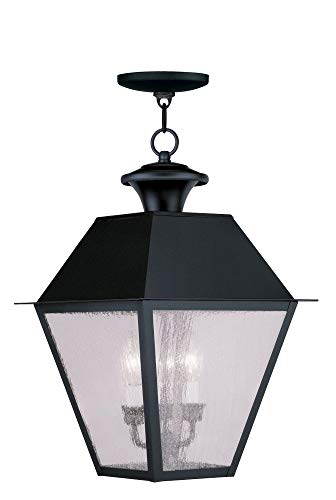 Livex Lighting 2170-04 Mansfield 3-Light Outdoor Hanging Lantern, Black