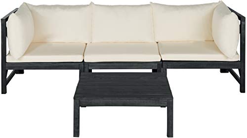 SAFAVIEH Outdoor Collection Lynwood Dark Slate Grey and Beige Modular Outdoor Sectional