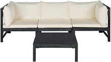 SAFAVIEH Outdoor Collection Lynwood Dark Slate Grey and Beige Modular Outdoor Sectional