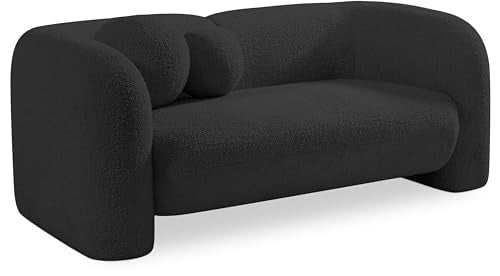 Meridian Furniture Emory Collection Art Deco Boucle Upholstered Loveseat Black