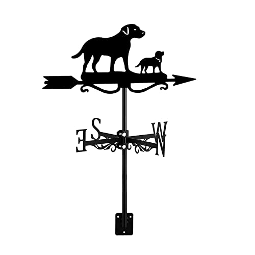 ZNEL Animal Dog & Puppy Weathervane Metal Stainless Steel Wind Vane Weathercock,Spray Paint to Prevent Rust Wind Direction Indicator Garden Patio Yard Ornament,Labrador