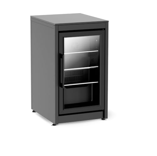 cozze® Elements Outdoor Kitchen Refrigerator, 63L Beverage Fridge with Compressor Cooling, Digital Temperature Display, Reversible Glass Door, LED Light & 3 Adjustable Shelves, Black