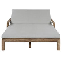 Merax Acacia Wood Outdoor Daybed Sofa, Farmhouse Patio Sun Lounger with Adjustable Backrest, High-Density Cushions & Removable Wheels, Weather Resistant for Garden, Poolside, Backyard, Grey
