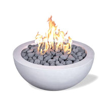 29" Premium Vivid 2" Concrete Fire Bowl - (Ivory-White) Cement Round Natural Gas Fire Pit - Outdoor Fire Table with Key Valve GFRC (29" Diameter x 13" High) - E-VIVID2-I-NG