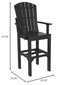 Furniture Barn USA Set of 4 Poly Lumber Bar Height Adirondack Arm Chairs Black