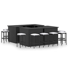 WEHUOSIF 16-Piece Black Garden Bar Set with Poly Rattan Woven Design, Powder-Coated Steel Frame, Removable Cushion Covers, Seats Up to 12 for Patio or Balcony Dining
