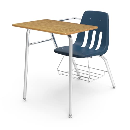 Virco 9400BR Classroom Combo Desk Chair Set of 4 Navy/Medium Oak