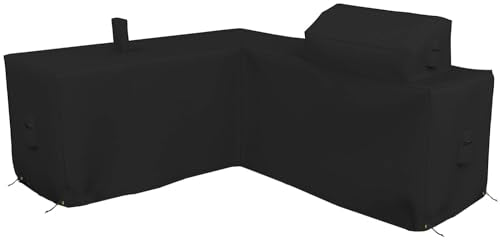 Covers & all Outdoor Kitchen Island Cover, Customize Left Right & Straight Shapes,12 Oz Waterproof UV & Weather Resistant Patio BBQ Grill Island protector with Handles Air Vents (Black)