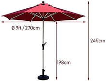 YYBOES Sun Parasol Umbrella Garden Parasols 9ft / 270cm Patio Table with Crank, Perfect for Outdoor Garden Yard, Beach Commercial Event Market, g, Swimming Pool