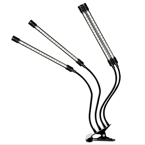 1-4 Heads Grow Lights for Indoor Plants, Full Spectrum Clip on Plant Grow Lamp with 4/8/12 Timer, 360° Adjustable Gooseneck, Five Levels