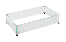 Outdoor GreatRoom Co Fire Pit Wind Guard - 12" x 24" Rectangular Fire Pit Glass Wind Guard for Firepit Burner - 6 Inch Tall Tempered Glass Panels, Secure Aluminum Clips, Rubber Bases, Easy Assembly