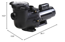 Hayward W3SP3215X20 TriStar Pool Pump, 2 HP Max Rate Black