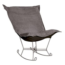 Howard Elliott Collection Scroll Puff Rocker Seating Chair with Cover, Multipurpose Butterfly Seating Chair with Titanium Frame, Patio Furniture for Camping, Home and Outdoor, Bella Pewter
