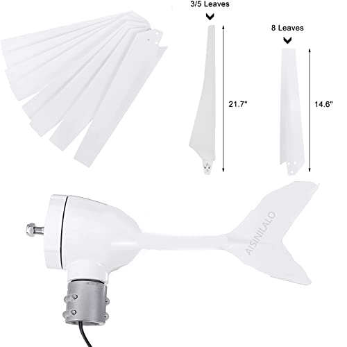 AISINILALAO 220v, 1000W-1500W 8 Blades with MPPT Charging Controller Horizontal Wind Power Portable No Noise Suitable for Patio Outdoor, 12V 24V 48V Wind Turbine Generator Kit(220V)