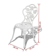 JKSVTF 3 Piece Bistro Set Cast Aluminium White, Garden Table and Chairs, Garden Chairs Set, Patio Set, Outdoor Table and Chairs, Garden Table Set -