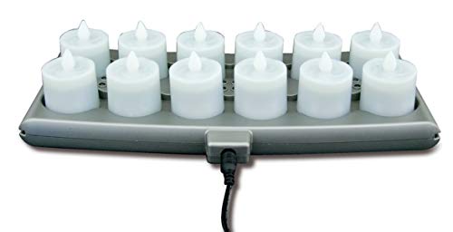 Hollowick® Platinum+™ Flameless Rechargeable Set: (12) Candlelight LED Candles, (1) Charging Tray, (1) Power Supply