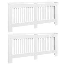 EDNRSOG White MDF Radiator Covers 2 pcs 67.7" Modern Slatted Design Heating Cover Cabinet for Living Room Decoration and Additional Shelf Space