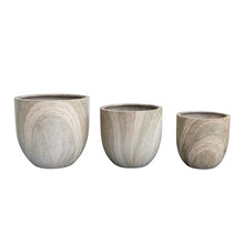 Creative Co-Op 3-Piece Lightweight Eco Stone Round Indoor/Outdoor Planter Set with Travertine Finish, Cream Color