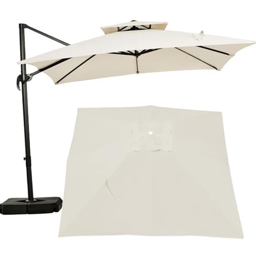 GFJYKDL Replacement Canopy for 8-Rib Patio Umbrella Square 300x300cm/250x250cm Waterproof FabricOutdoor Shade Cover Garden Umbrella Replacement Top,Off White-3×3M(9.8ft×9.8ft)