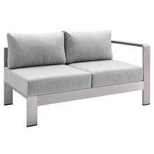 Modway Shore Sunbrella® Fabric Aluminum Outdoor Patio Right-Arm Loveseat in Silver Gray