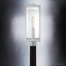 Urban Ambiance Luxury Modern Farmhouse Outdoor Post/Pier Light, Large Size: 20.5" H x 7" W, with Industrial Style Elements, Stainless Steel Finish, UQL1363, Quincy Collection