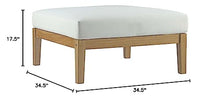 Modway Bayport Teak Wood Outdoor Patio Ottoman in Natural White
