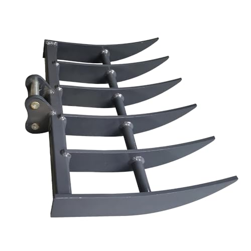 Wallemac Wide Rake,Pin-on Rake Attachment with Pins for CAT 300.9 Mini Excavator or Similar Machines 1 Ton Micro Digger Rake