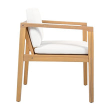 Christopher Knight Home Rapto Outdoor Dining Chairs Set of 4, Acacia Wood Frame Dining Chair, Accent Chair Set with Comfortable Cushions, Patio Armchair for Backyard Poolside Garden, Beige+Light Teak