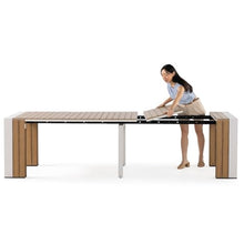 Transformer Extendable Outdoor Dining Table, Light Oak, Natural