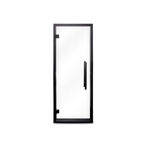 PROSAUNAS Clear & Tinted Glass Sauna Door, Prehung Tinted Glass Sauna Door (Right Hanging, Clear - Black Alder Frame 24x73)