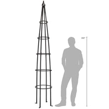 H Potter Tall Iron Obelisk Trellis Powdercoated Metal Finish Garden Decor Column for Climbing Plants (Black, 10 FT Tall)