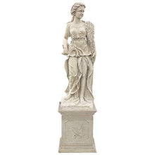 Design Toscano Summer Woman of the Four Seasons Garden Statue with Plinth 87 inch Ancient Ivory