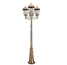 SDdPulse Vintage Three Heads European Retro Outdoor Waterproof Column Lamp Courtyard Street Light Floor Light LED Landscape High Pole Villa Garden Glass Lantern Pillar P,215cm