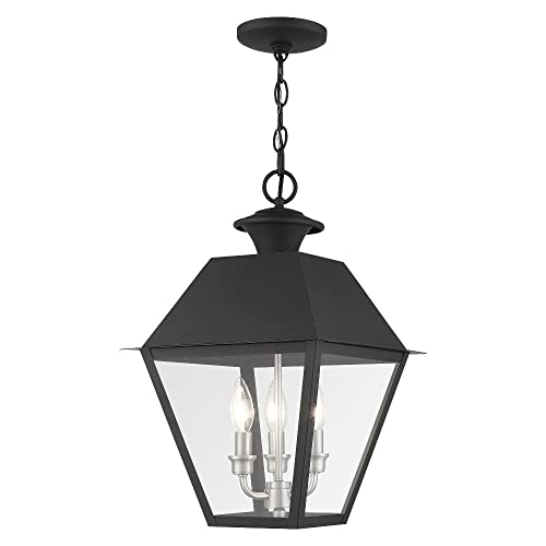 Livex Lighting 27220-04 Wentworth Collection 3 Light Outdoor Pendant Lantern, Black