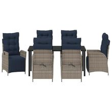 YNGBHFNOP Modern 7-Piece Outdoor Dining Set with Cushions, Grey and Black Rattan Patio Furniture Set, Adjustable Reclining Chairs and Glass Table for Garden, Terrace, Backyard