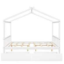 Merax Full Size Platform Bed Frame with Drawers White