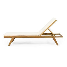 Merax Chaise Lounge Set of 4, Adjustable Outdoor Patio Lounge Chairs with Water-Resistant Cushions, Acacia Wood Reclining Sun Loungers for Poolside, Deck, Garden, Beige