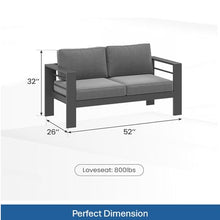 Seeheool 52" All-Weather Metal Loveseat Patio Sofa with Thick Gray Cushions & Gray Frame