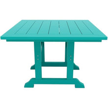 Costaelm Square Outdoor Dining Tables, 43'' Patio Table with Umbrella Hole for 4 Person, Balcony Outdoor Buffet Porch for Outside Lawn Porch Bistro Furniture, Turquoise