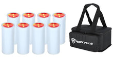 Rockville 8 Pack MINI Halo White Rechargeable DJ Wash Lights, RGBWA+UV