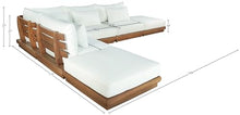 Meridian Furniture 111White-Sec6E Mirella Collection Modern | Contemporary Outdoor Patio L-Shaped 6pc. Modular Sectional with Solid Teak Frame, Water Resistant Fabric, 149" W x 112" D x 27" H, White