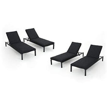 Great Deal Furniture Outdoor Mesh Chaise Lounge Set of 4 Dark Grey + Black
