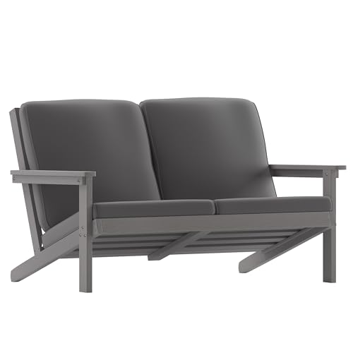 Flash Furniture Charlestown Adirondack Loveseat with Cushions Gray