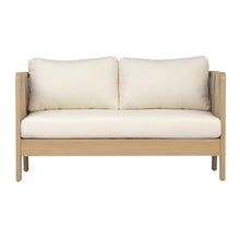 Christopher Knight Home Dalba Acacia Wood Outdoor Loveseat Sofa, Solid Wood Patio 2 Seater Sofa with Removable Cushion, Comfy Lounge Sofa Outdoor, Hand-Woven Rope Accent, Light Teak+Beige