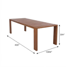 Outdoor Escape Brown Outdoor Dining Table with Aluminum Frame in Teak Wood Look, Contemporary Style, 108W X 40D X 30H, Weather-Resistant Finish