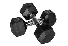 Bolt Fitness Supply Hex Rubber Dumbbell Set 5-75 lb with Metal Handles in Pairs Black Silver