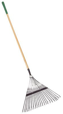 Green Thumb Lawn & Leaf Rake Steel Tines Wood Handle 22-in Head