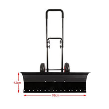 Snow Plow Shovel with Wheels Portable Snow Pusher Snow Shovel for Driveway Pusher Adjustable Height & Angle Heavy Duty Metal Rolling Snow Removal Tool for Driveway Garden Pavement(Snow removal,100x42c
