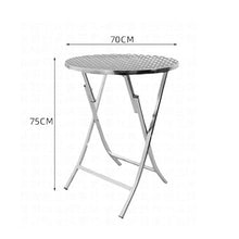 JOSOGO Stainless Steel Workbench Foldable Kitchen Work Table,Outdoor Dining Set, Silver Anodized Aluminum, Stackable Chairs, Weather-Resistant, for Garden, Patio, Balcony(F70CM)